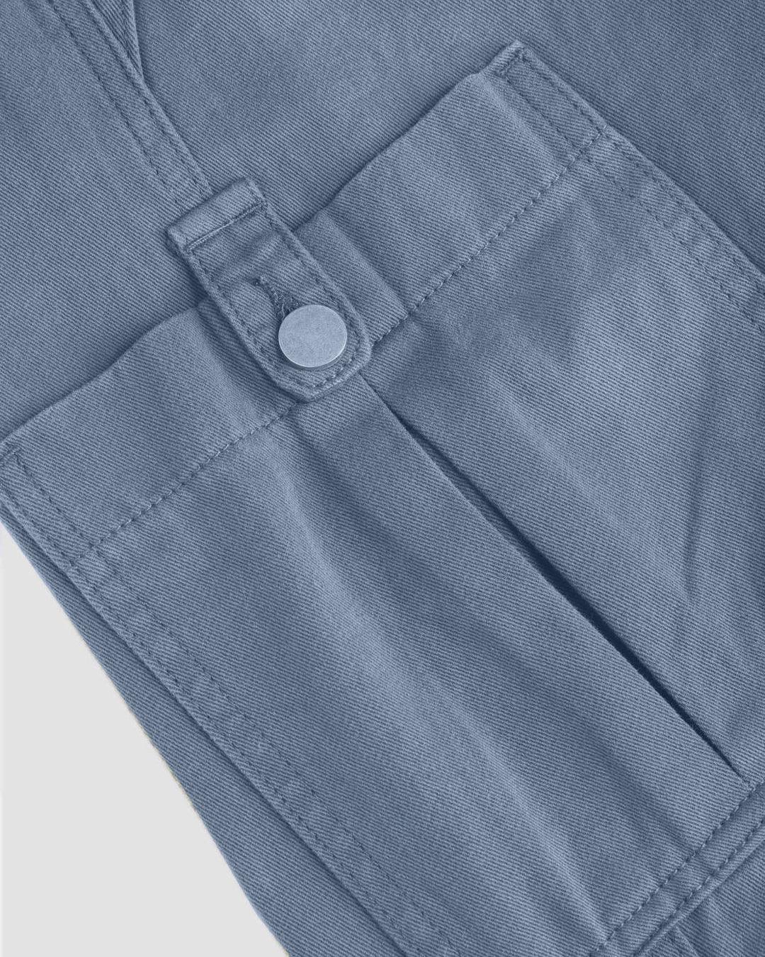 Utility Wear Drawstring Cargo Pants In Light Blue