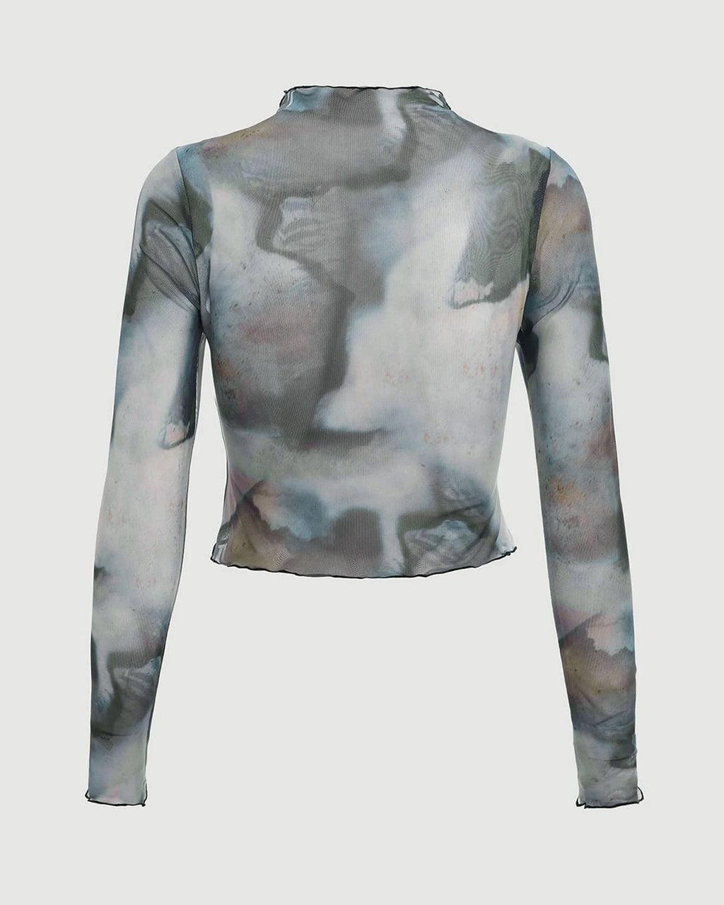 Cloud Like Illusion Sheer Printed Full Sleeve Top