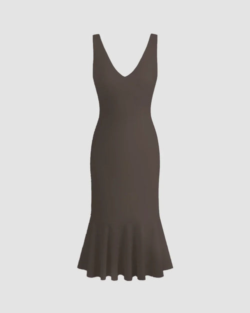 Coca Sleeveless Fishtail Hem Bodycon Dress