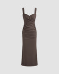 Coca V-Neck Fishtail Midi Dress