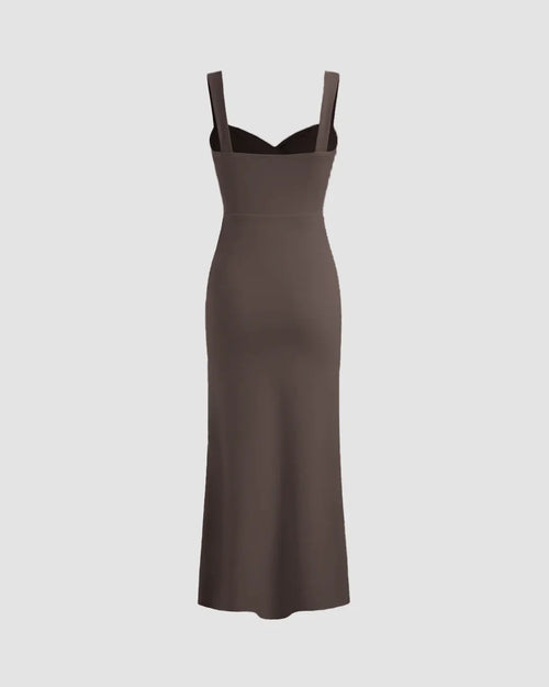 Coca V-Neck Fishtail Midi Dress