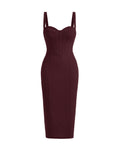 Cocktail Style Corset Detail Bodycon One Piece Dress In Maroon