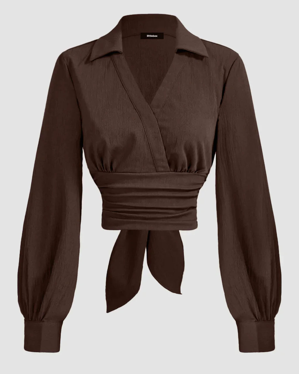 Coco Wrap Style Collar Full Sleeve Top with Tie Waist
