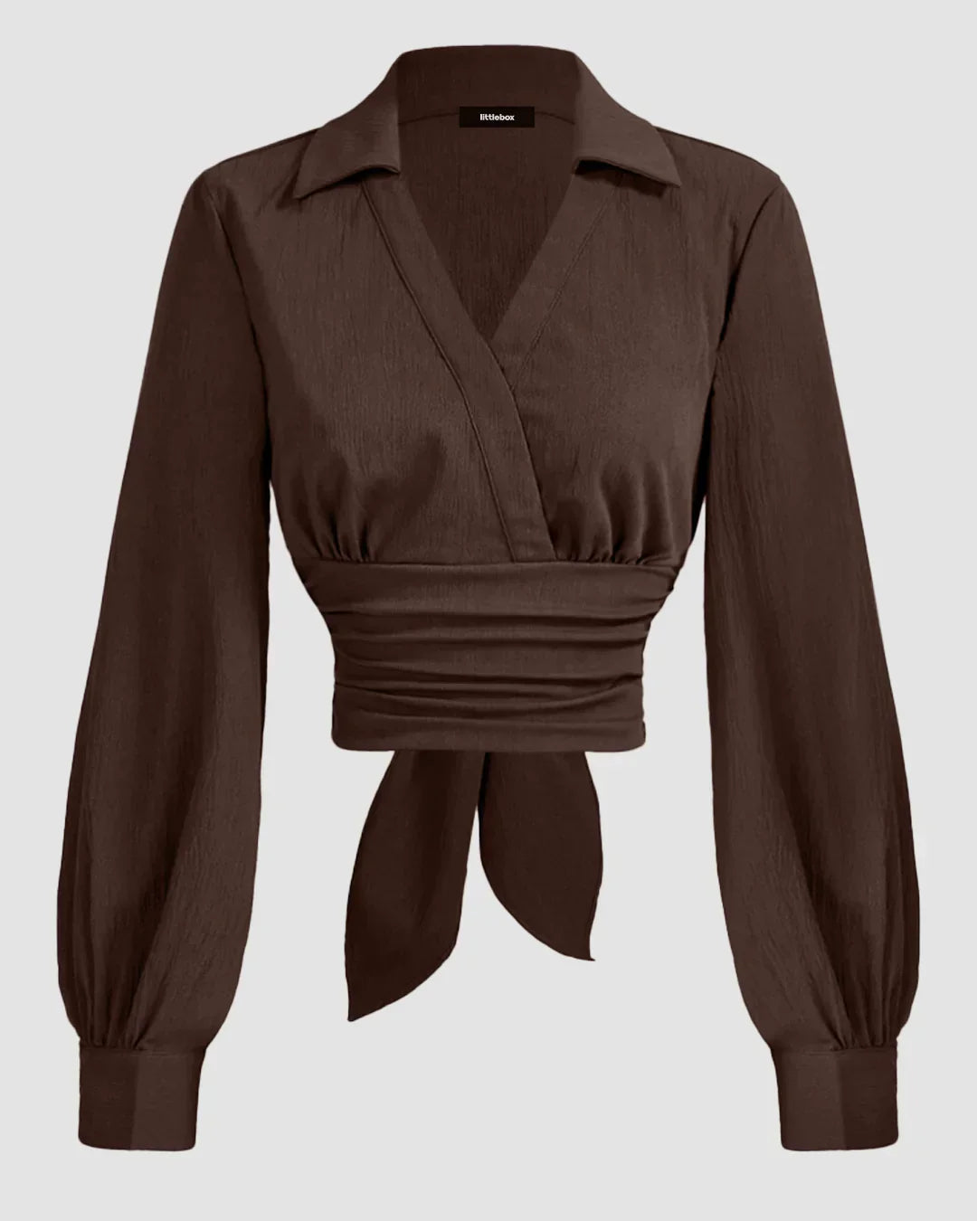 Coco Wrap Style Collar Full Sleeve Top with Tie Waist
