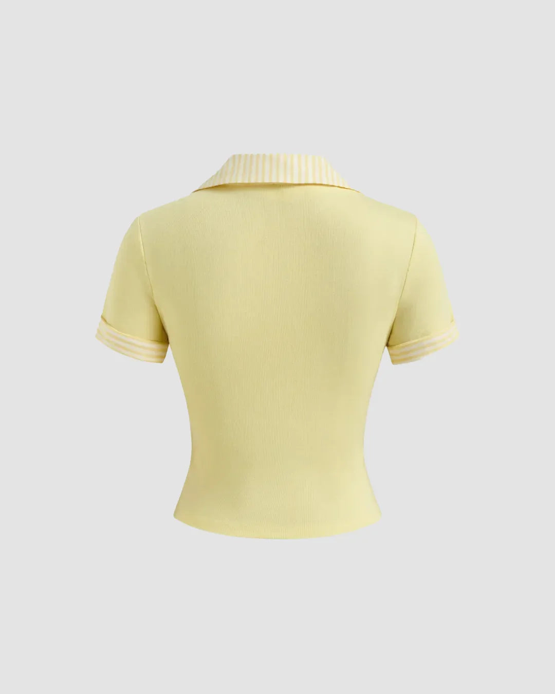 Collared Neck Stretch Short Sleeve Polo T Shirt in Yellow