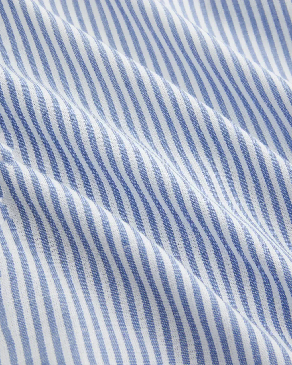 Collared V Neck Tie-Up Full Sleeve Top in Blue and White