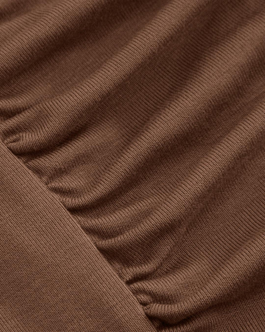 Cowl Neck Ruched Solid Mini Dress Without Belt In Brown
