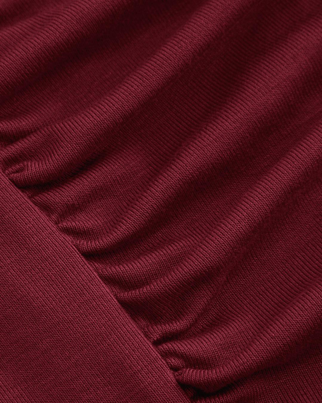 Cowl Neck Ruched Solid Mini Dress Without Belt In Maroon