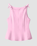 Tie-Shoulder Fitted Top in Powder Pink