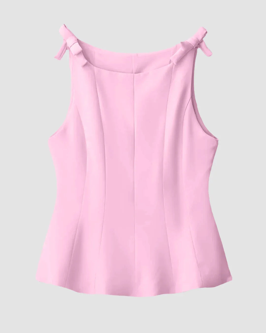 Tie-Shoulder Fitted Top in Powder Pink