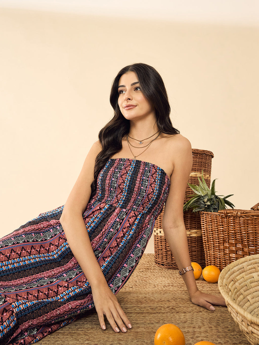 Strapless Smocked Maxi Dress