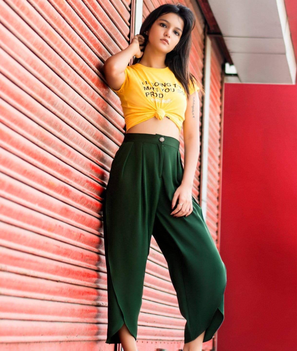 Adjustable Crepe Tulip Pants - Pinkkup