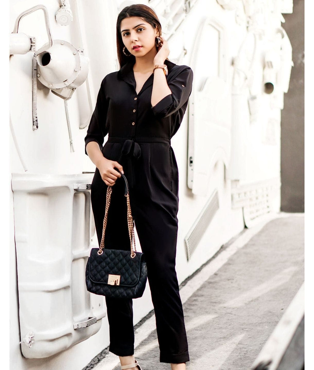 Button Down Roll-up Jumpsuit - Pinkkup