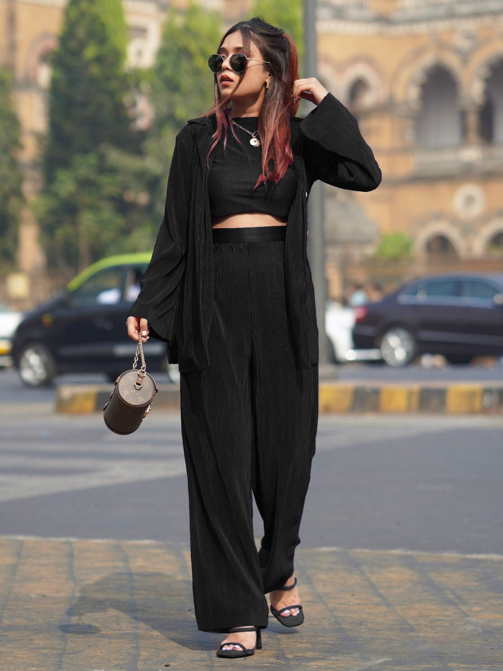 Pleated Short Sleeves Top (Only Top) - Pinkkup