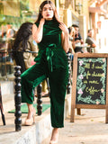 Stretchable Velvet Jumpsuit - Pinkkup