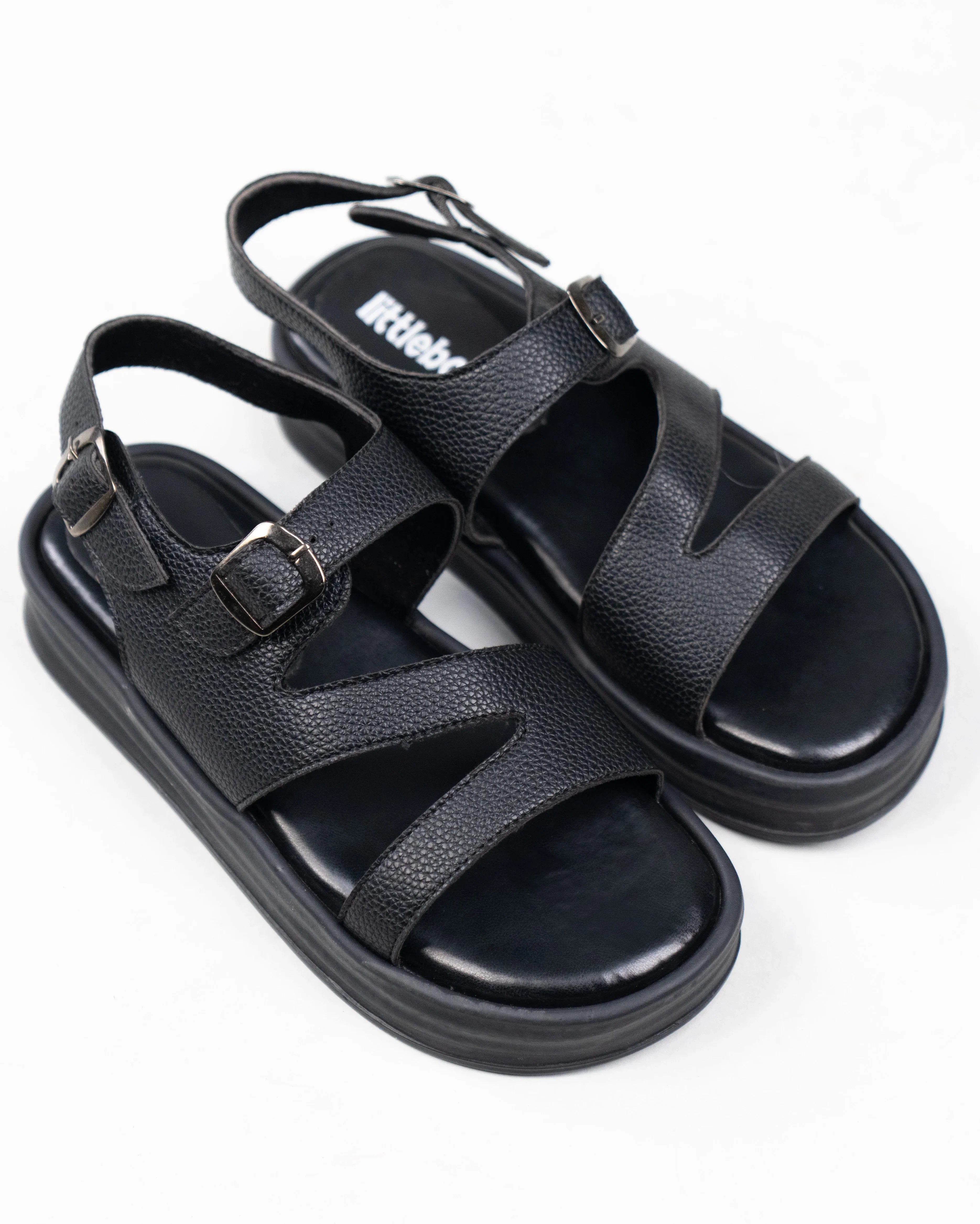 Black Open Toe Multi-Strap Sandals