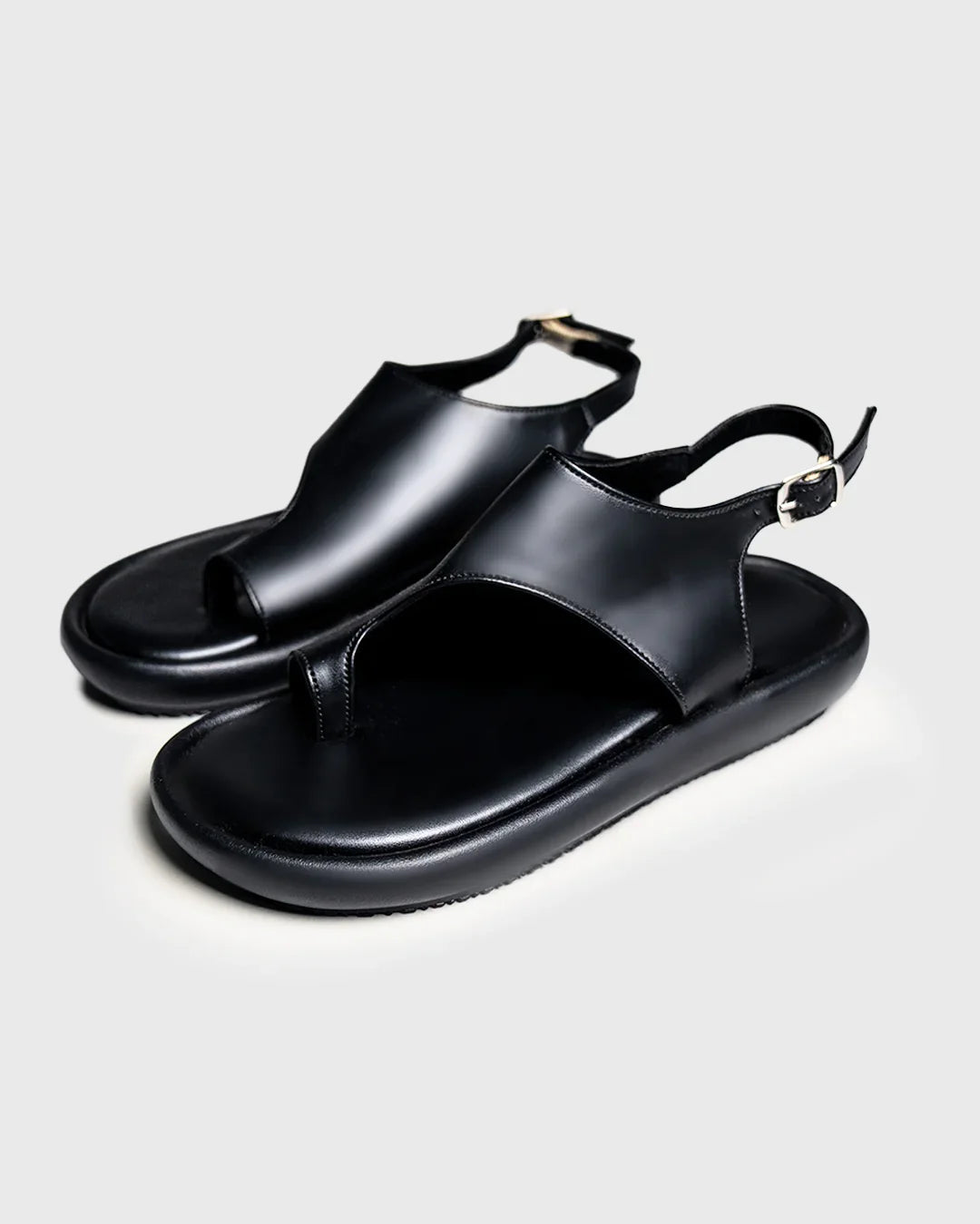 Women Black Toe Ring Flatforms