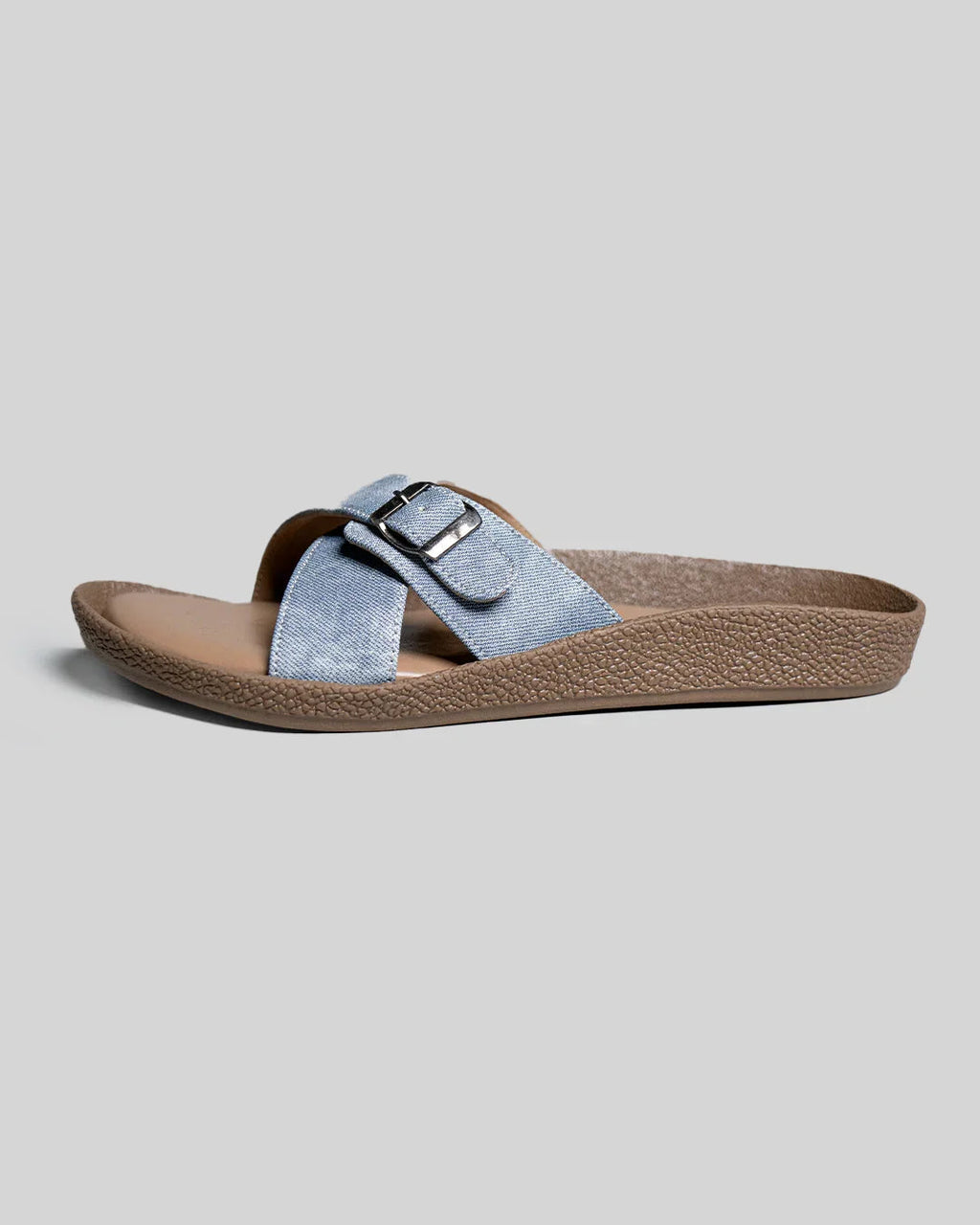 Blue Cross Band Comfort Slides With Buckle Fastening