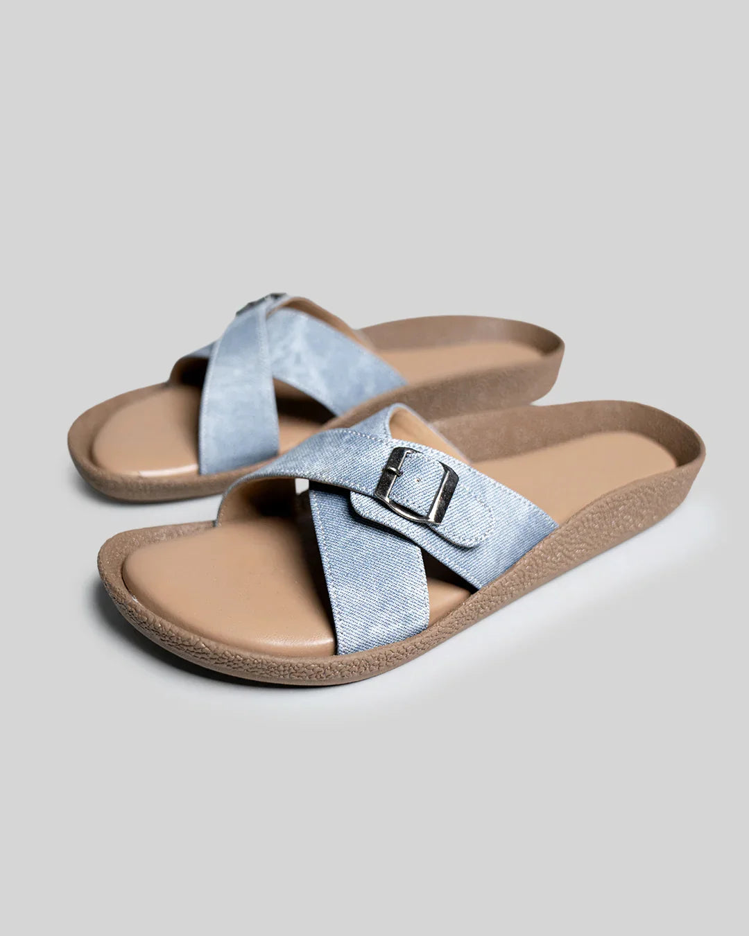 Blue Cross Band Comfort Slides With Buckle Fastening
