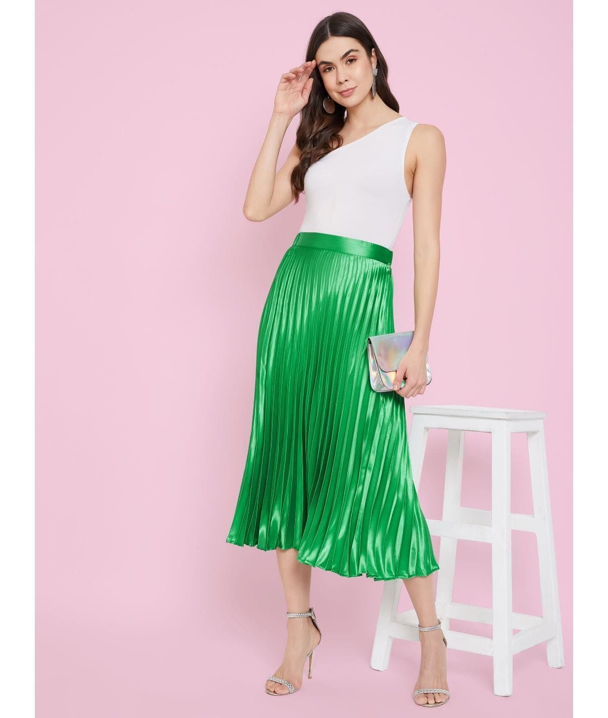 Pleated Midi Skirt - Pinkkup