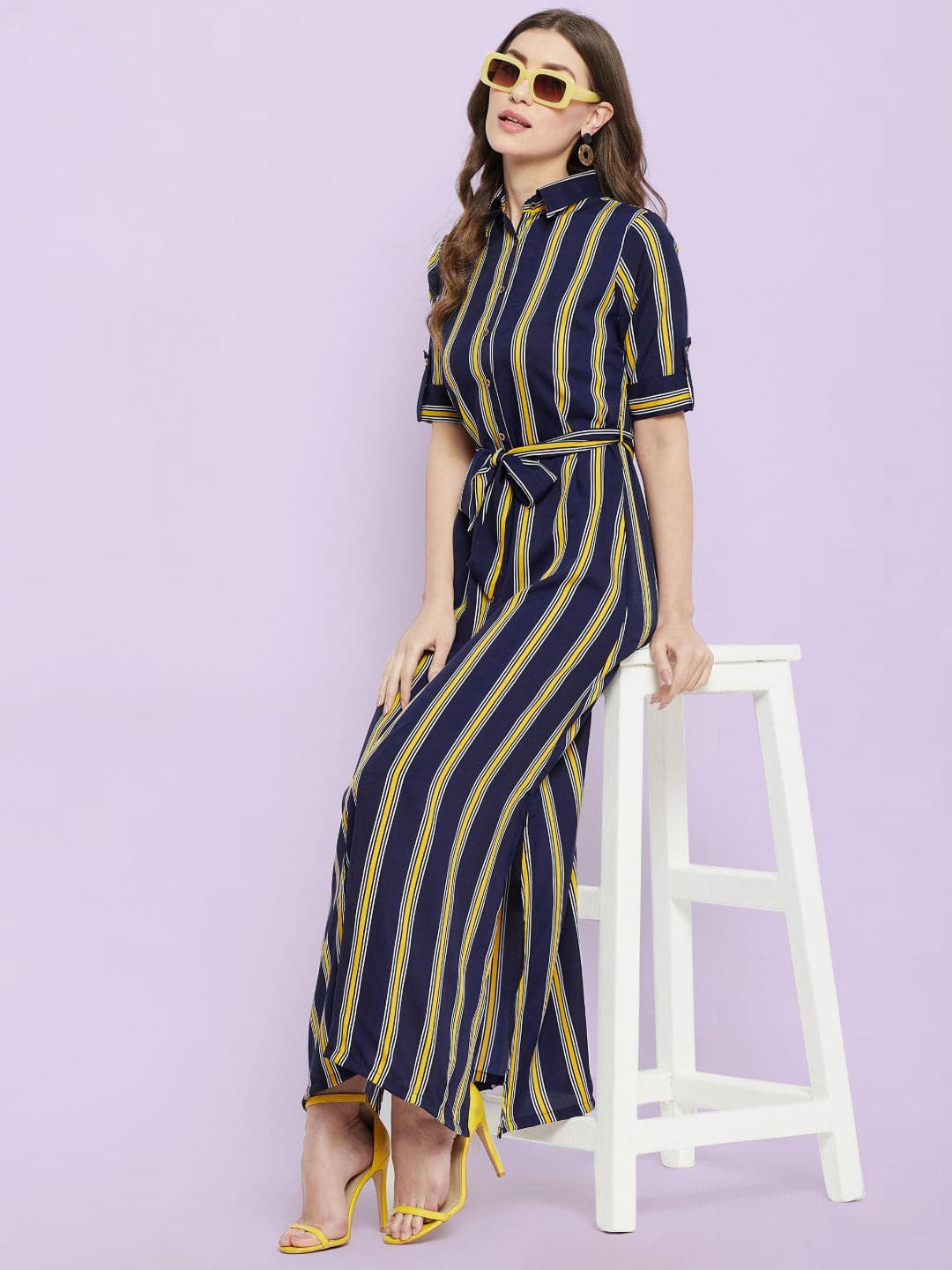 Collar Buttoned Down Shirt Maxi Dress