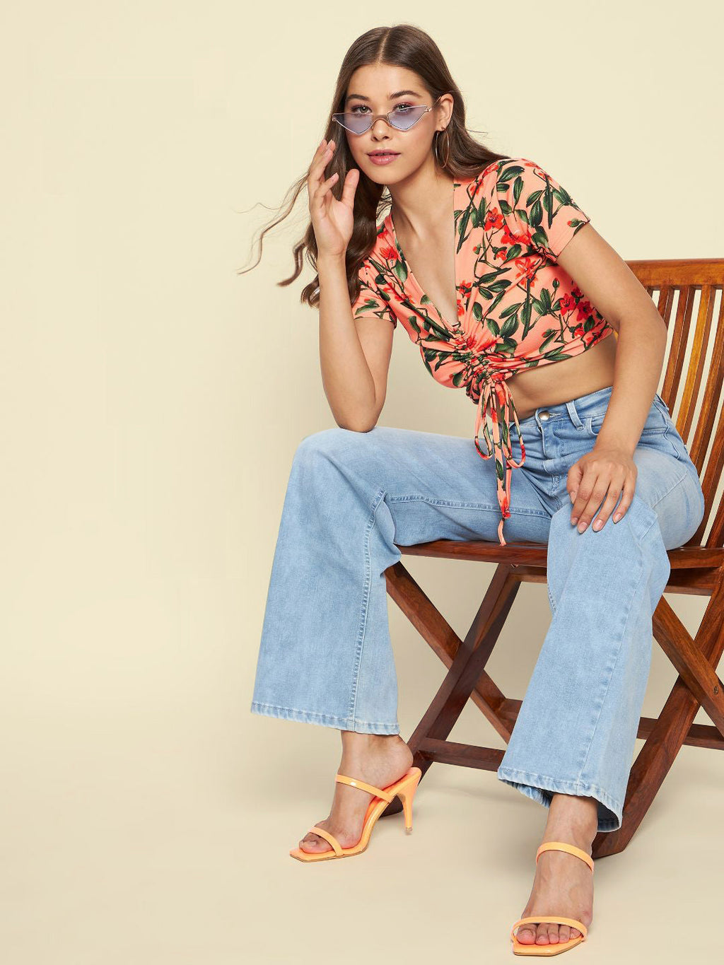 Cotton Stretchable Front Drawstring Crop Top - Pinkkup