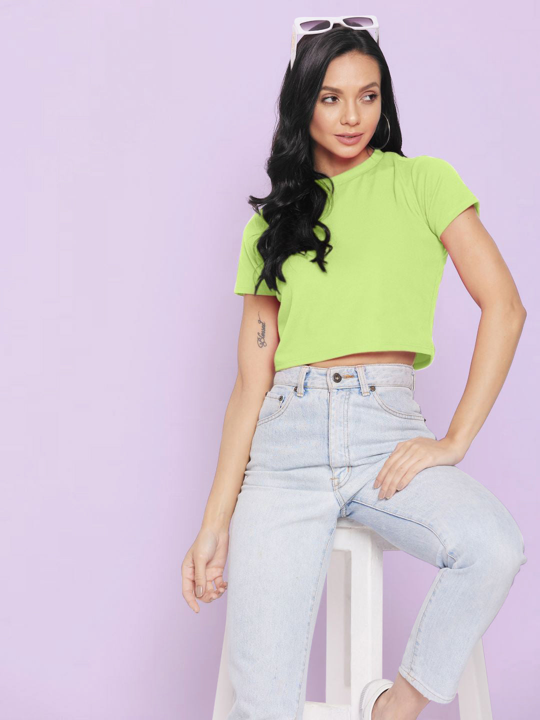 Solid Cotton Stretchable Crop Top - Pinkkup