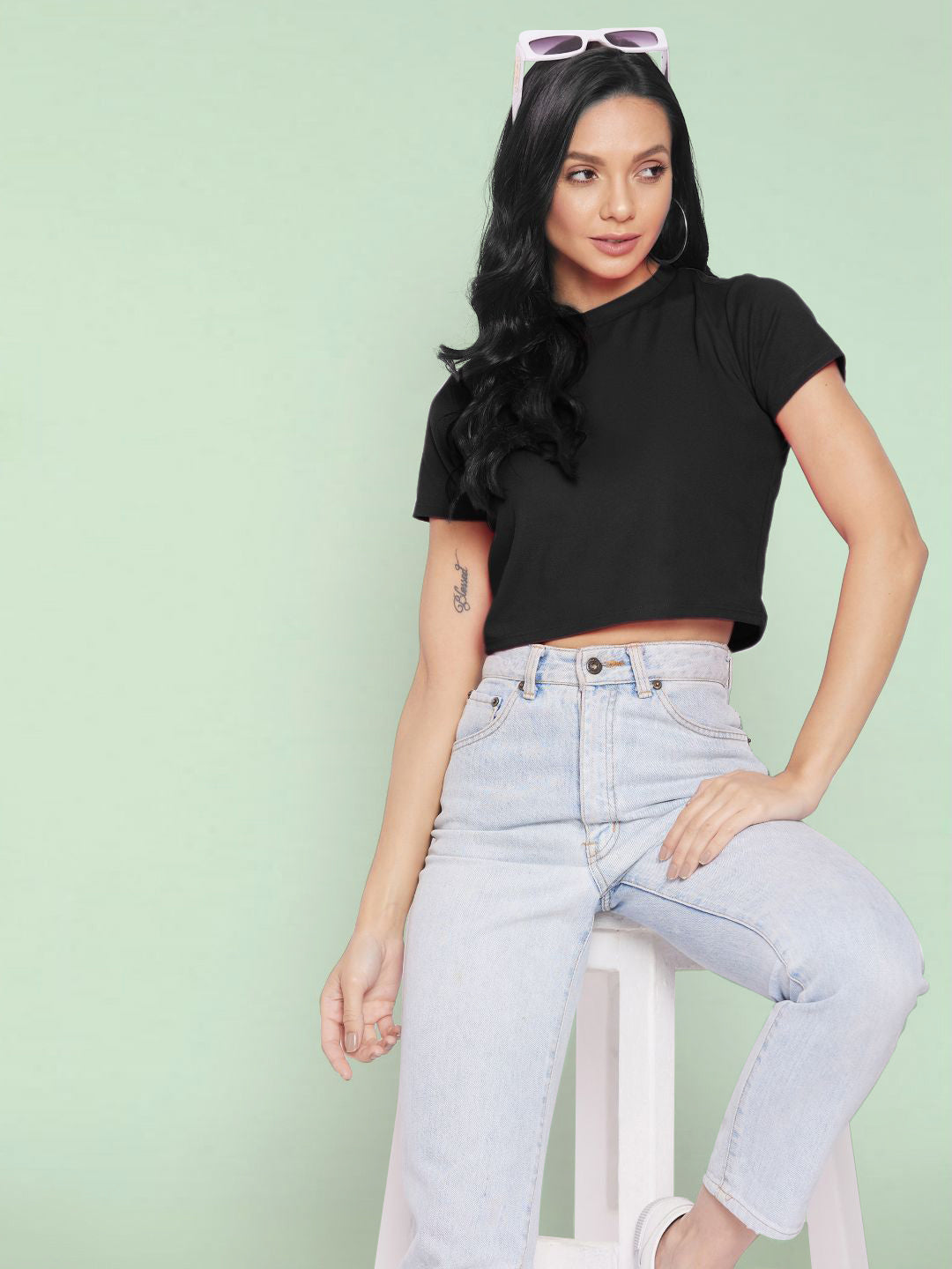 Solid Cotton Stretchable Crop Top - Pinkkup