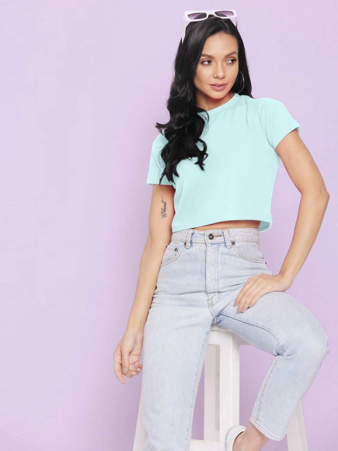 Solid Cotton Stretchable Crop Top - Pinkkup
