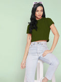 Solid Cotton Stretchable Crop Top - Pinkkup
