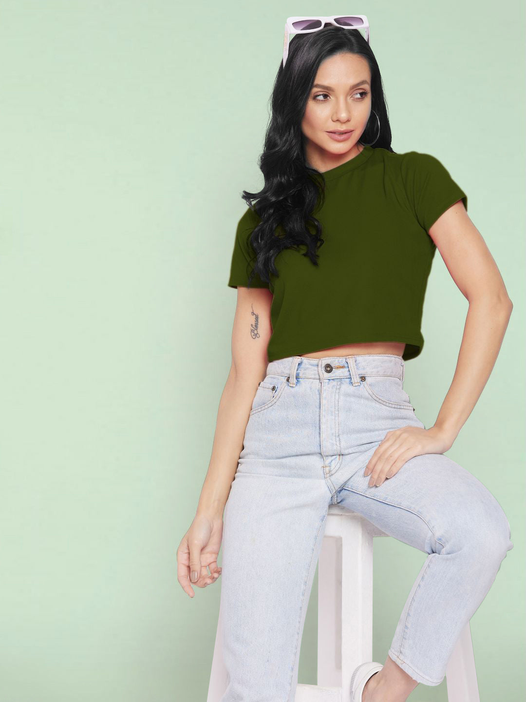Solid Cotton Stretchable Crop Top - Pinkkup