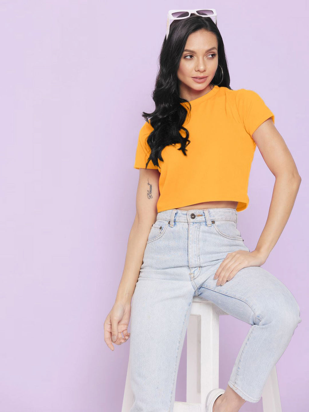 Solid Cotton Stretchable Crop Top - Pinkkup