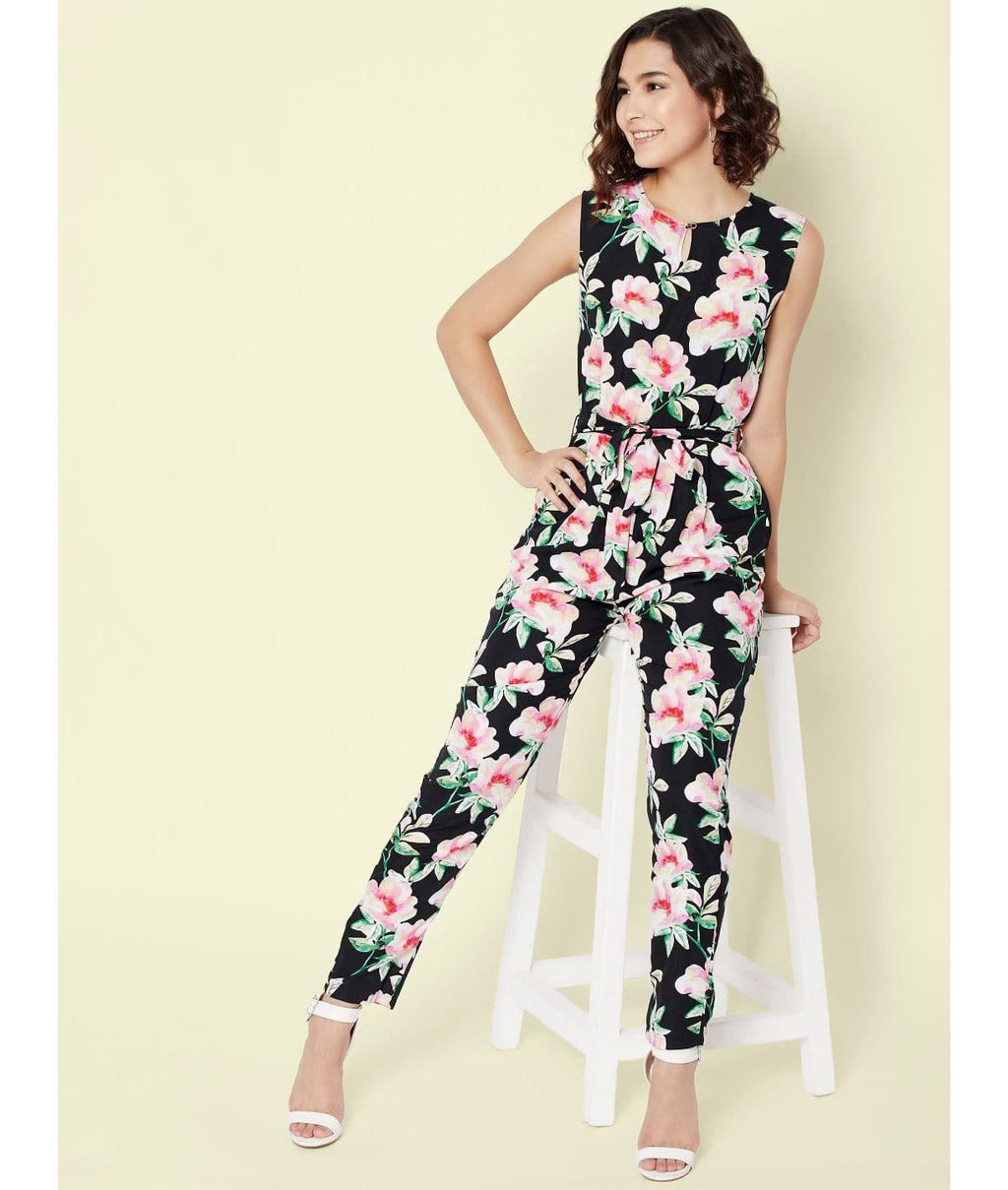 Printed Waist-tie Jumpsuit