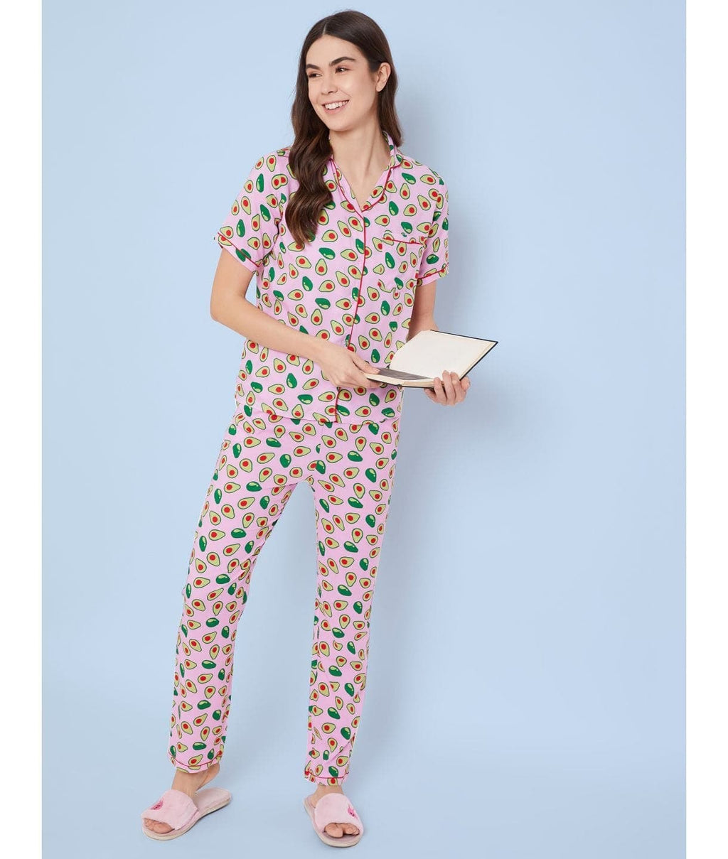 Printed Cotton Night Suit - Pinkkup