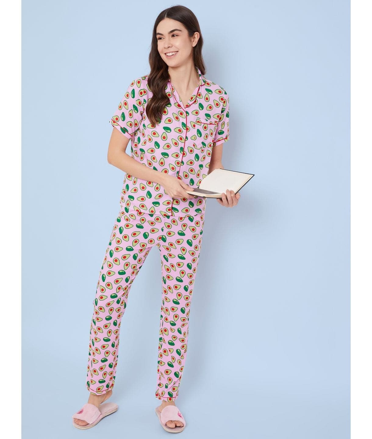 Printed Cotton Night Suit - Pinkkup