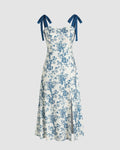 Floral Bodycon Midi Dress With Knotted Split