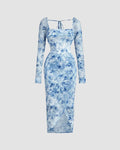 Floral Print Bodycon Long Sleeve Dress