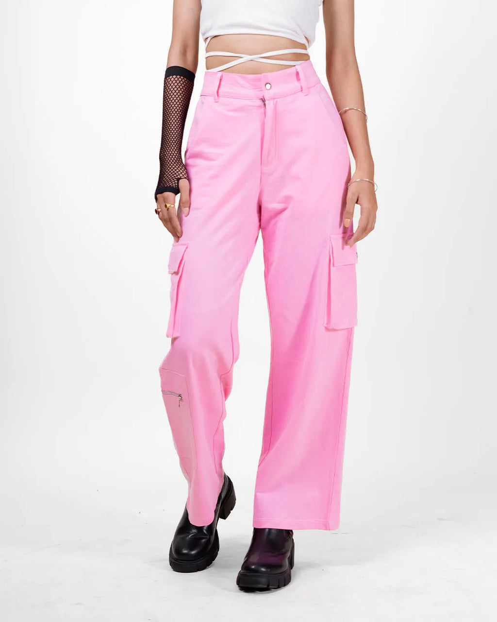 Acubi Style Pink Baggy Womens Cargo In Pink