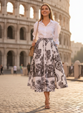 Box Pleated Linen Midi Skirt - Pinkkup