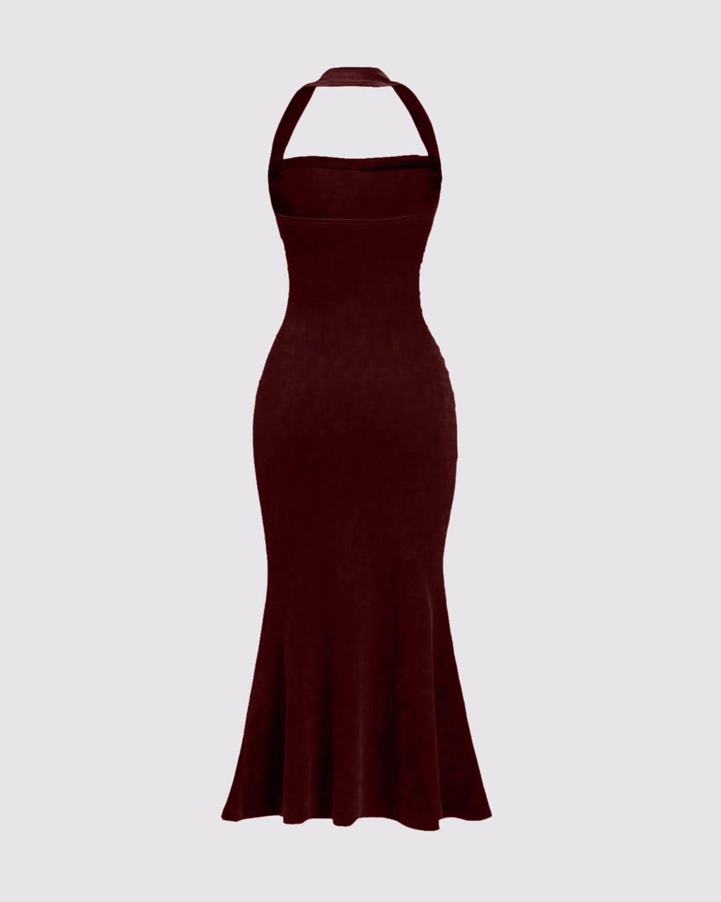 Halter Neck Red Velvet Bodycon Dress