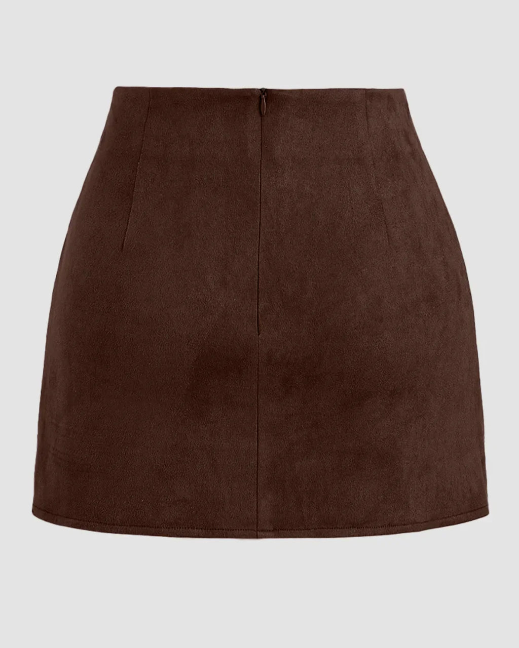 High-Waist Draped Wrap Mini Skirt in Brown
