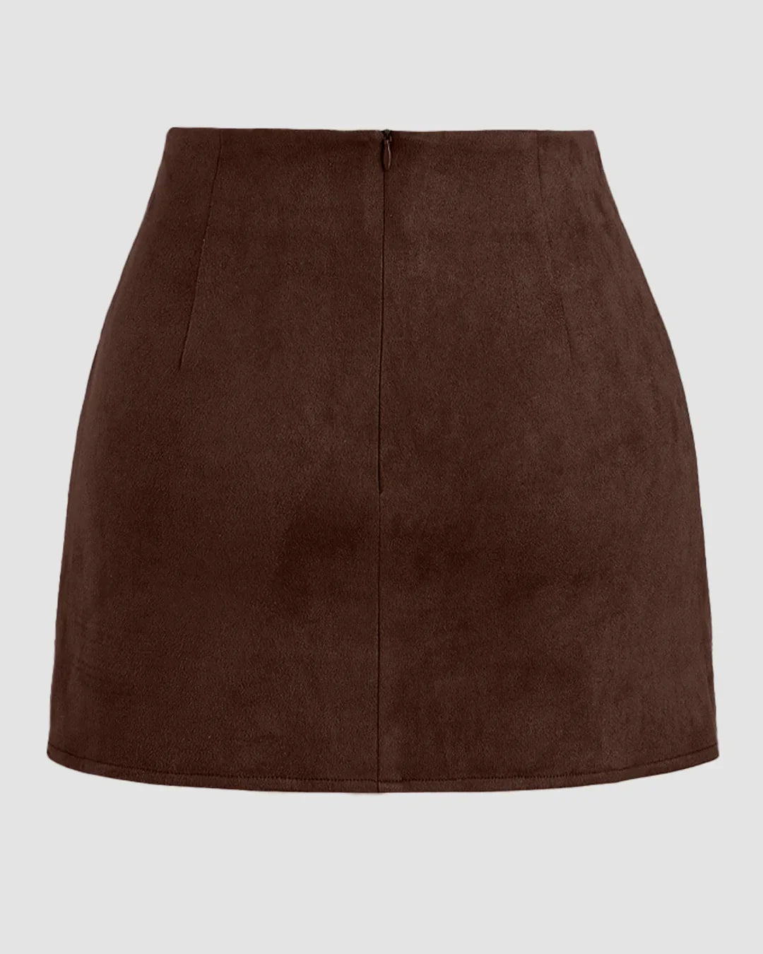 High-Waist Draped Wrap Mini Skirt in Brown