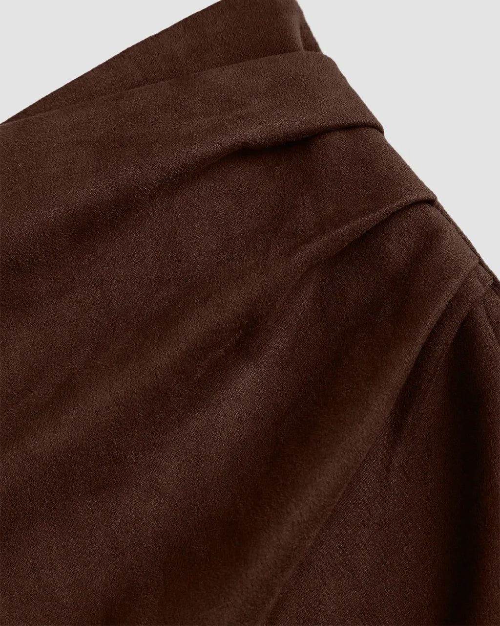 High-Waist Draped Wrap Mini Skirt in Brown