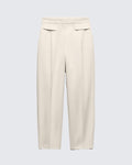 High-Waist Trousers with Flap In Off-White