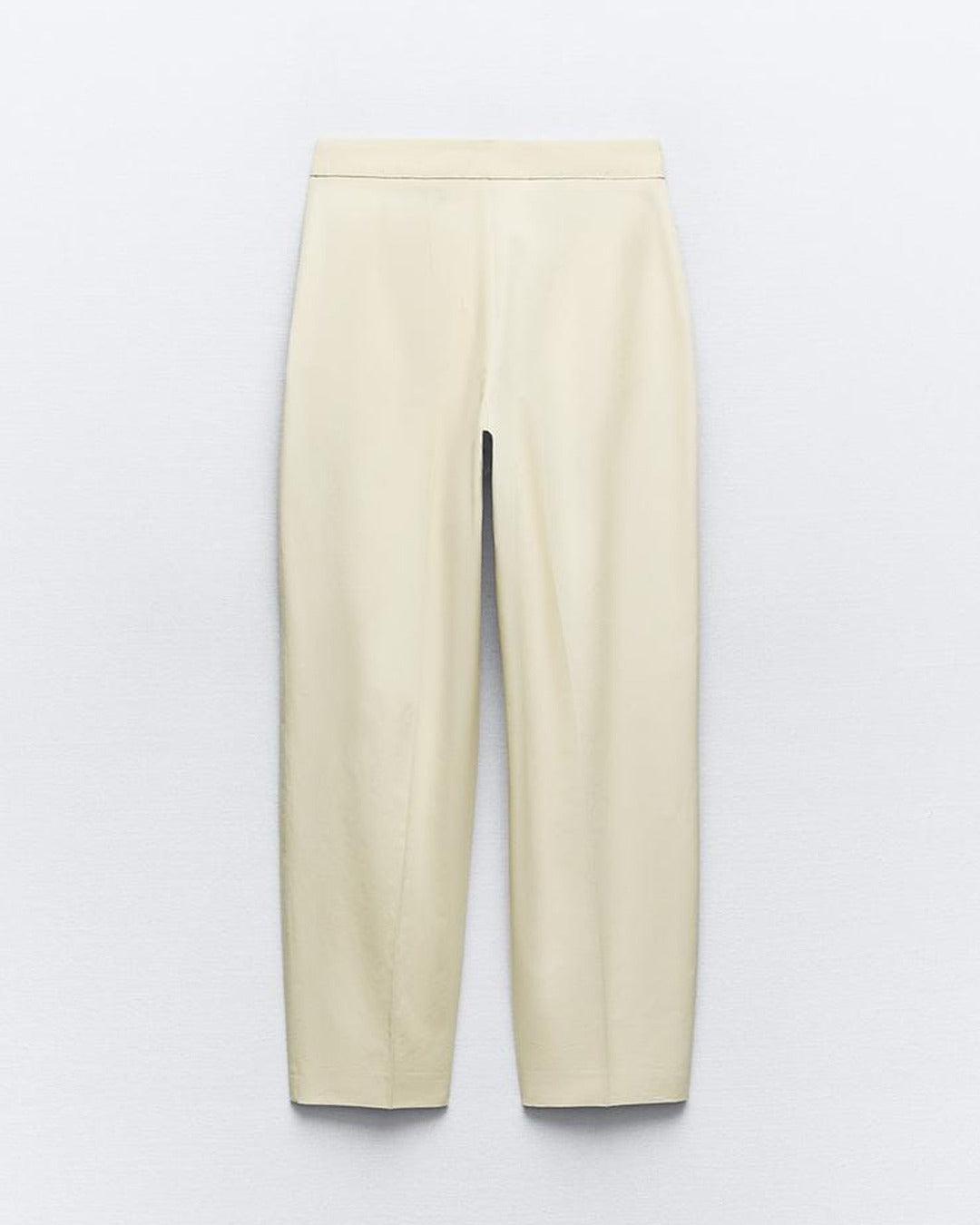 High-Waist Trousers with Flap In Off-White