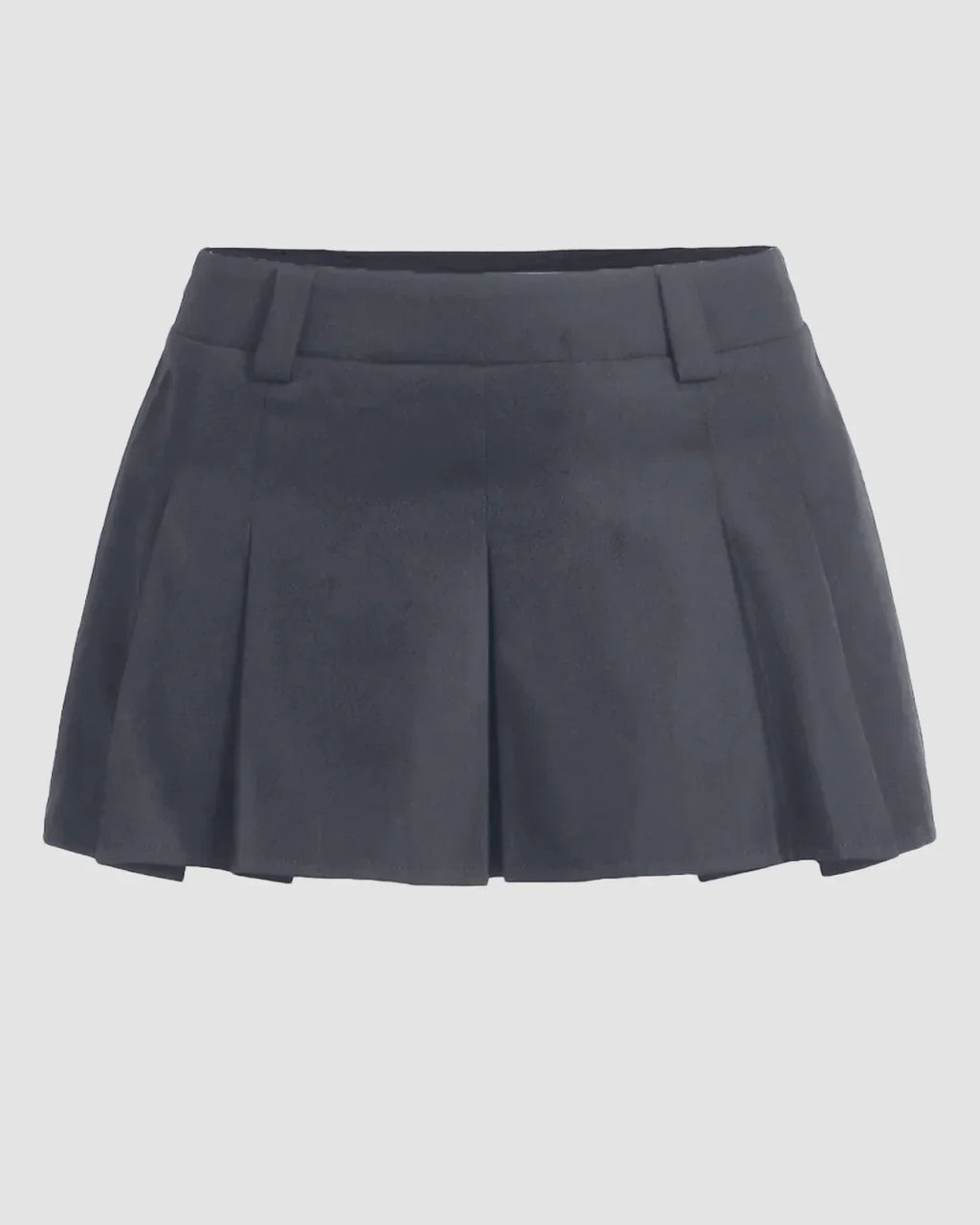 High-Waist Pleated Mini Skirt in Dark Grey