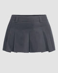 High-Waist Pleated Mini Skirt in Dark Grey