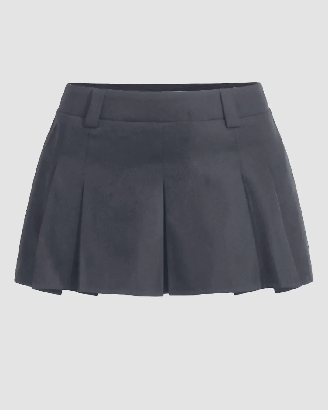 High-Waist Pleated Mini Skirt in Dark Grey