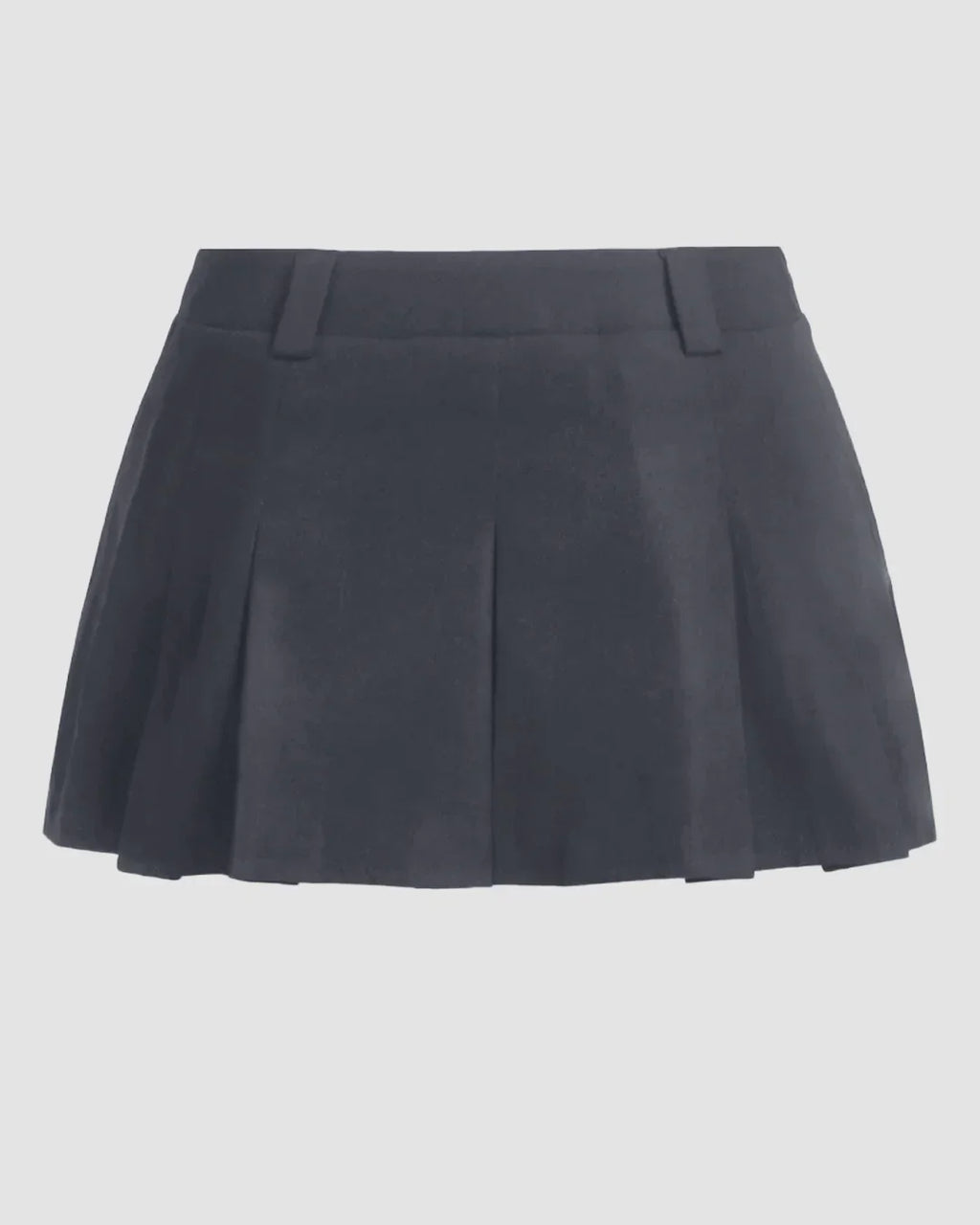 High-Waist Pleated Mini Skirt in Dark Grey
