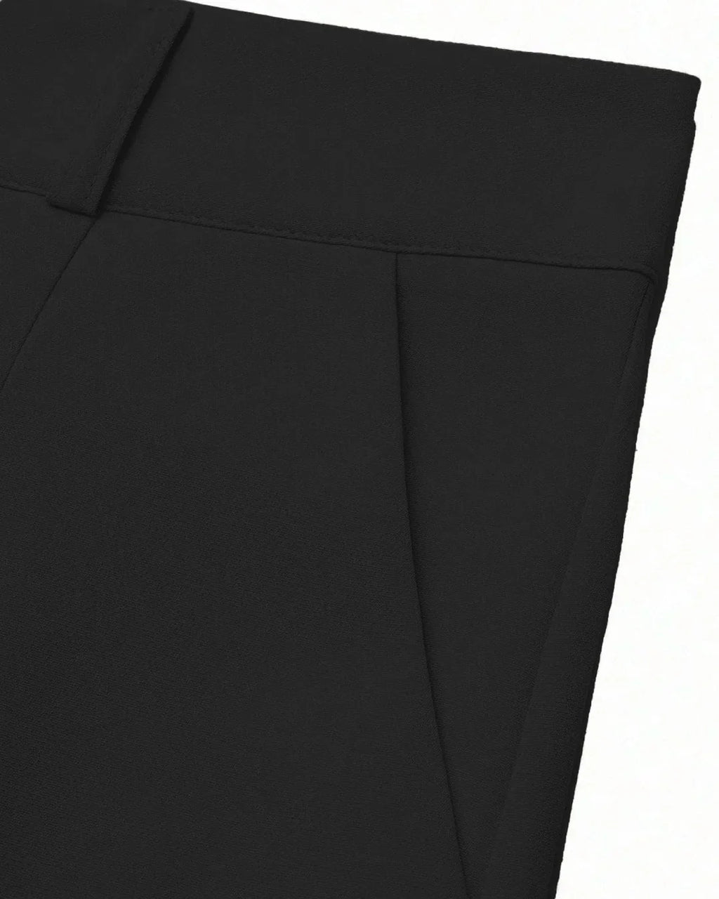 High-Waist Pleated Wide-Leg Trousers in Black